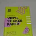 Premium Printable Vinyl Sticker Paper for Inkjet Printer and Laser - 20 White Matte Sticker Paper Waterproof - Durability Adhesive Paper 8.5 x 11, Fast Dry, Holds Ink Well, Great for Cutting Machines