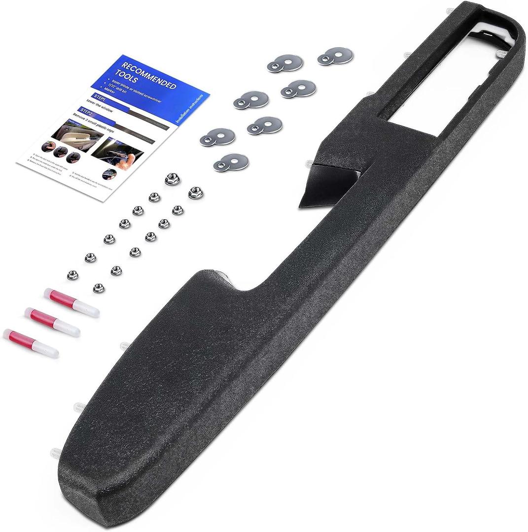 80994 Front Left Driver Side Armrest Repair Kit Fit for Chevy Silverado Suburban Tahoe Avalanche For GMC Sierra Yukon 2010-2014 Door Panel with Release Handle Above Armrest 27In - Black - GM# 84127280