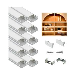 9Pack 8FT LED Channel Aluminum U Shape Silver LED Strip Diffuser Channel with Milky White Cover Easy Installation U1SW WW 2M