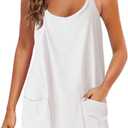 Panadila Womens Summer Sleeveless Mini Dress V Neck Spaghetti Strap Sundress Athletic Short Dress with Pockets, XL