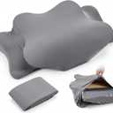 Hahafelt Cooling Cervical Pillowcase Cover with Envelope Closure (Only Pillow Case) Ergonomic Neck Pillowcase Smooth Soft Cool Pillow Cover for Side Back Stomach Sleepers(Dark Gray,Queen Size)