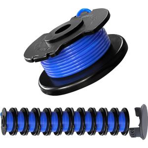 A ANLEOLIFE AC14RL3A String Trimmer Replacement Line with AC14HCA Cap, 11ft/0.065" Autofeed Spools for RYOBI 18V, 24V and 40V Cordless Trimmers (12 Spools & 1 Cap)