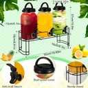 Tanlade 3 Pcs Plastic Drink Dispenser with Stand Beverage Dispenser with Sturdy Metal Base Juice Dispensers for Parties Lemonade Jar Spigot for Weddings Countertop, Each 1 Gallon(Black)