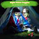 Kids Night Vision Goggles Spy Kit, 4 Pcs Spy Gear Toys Set, Cool Night Mission Goggles with Flip-Out Light/Invisible Ink Pen/Ear Light/Frisbee Shooter, Gifts for Kids 5-12 Boys Girls