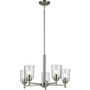 KICHLER Shailene 18.5" 5-Light Chandelier with Clear Glass in Brushed Nickel, for Small Kitchen, Dining Area, Office, Bedroom, (18.5" x 23.75"), 43671NICLR