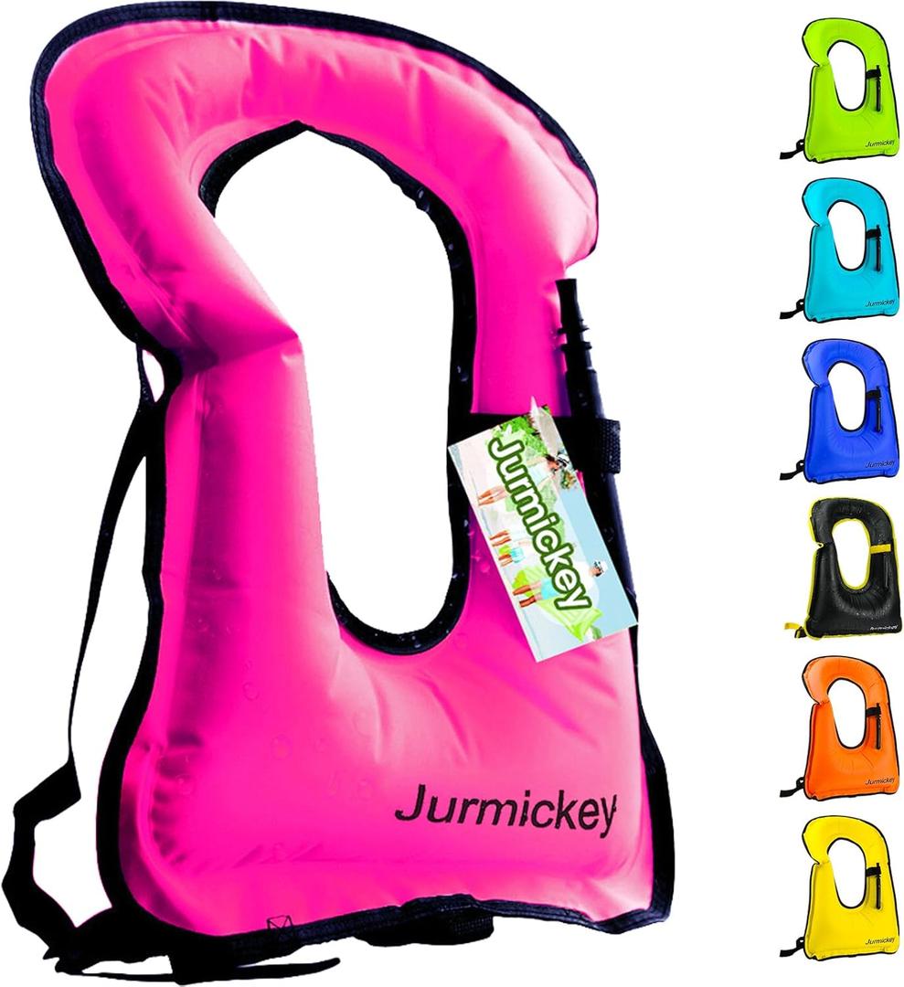 Inflatable Snorkel Vest Adults, Portable Snorkel Jacket, Buoyancy Vest for Snorkeling, Swimming, Kayaking, Boating, Safety Load Up to 220 Ibs