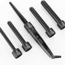 5-in-1Ceramic Tourmaline Curling Iron Set - 0.35"-1.25" Interchangeable Barrels Adjustable Temp 180F-450F, Fast Heat-up Insulated Gloves & Swivel Cord for All Hair Types (Travel-Friendly)