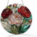 Flower Window Decor, Acrylic Hanging Suncatcher, Indoor Window Wall Art, Home Garden Decorations, Valentines Day Decor Ornaments, Floral Botanical Lover Gift