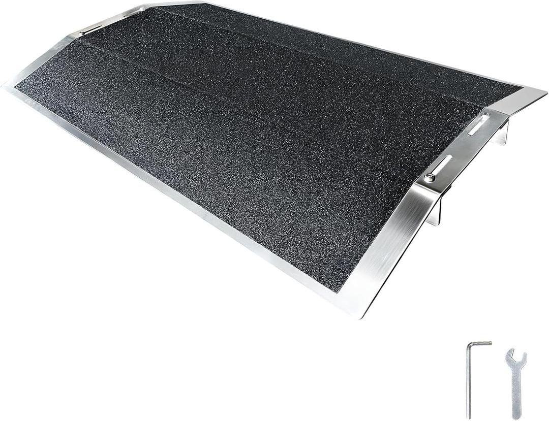 27.8" L×1.57" H Adjustable Bridge Threshold Ramp for Doorways, Fits 1"–6" Thresholds, Non-Slip Aluminum Wheelchair Ramp for Home Steps, Sliding Door Ramp