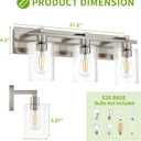 Bathroom Vanity Light, 3 Light Brushed Nickel Bathroom Light Fixture with Thickened Seeded Glass Shade, 24 inch Modern Vanity Lights, Bathrooms Lights Fixture Over Mirror