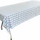 New Creations Fabric & Foam Inc, Polyester Poplin Gingham Checkered Rectangular Tablecloth (White & Light Blue, 60" Wide x 120" Long)
