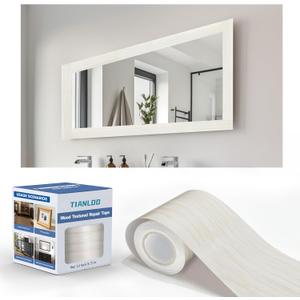 TIANLDD 27 FT Wood Grain Wallpaper Border, Removable Waterproof Mirror Border Peel and Stick,Bathroom Mirror Frame Border.(White Oak) (3.15 Inch x 27 Ft)