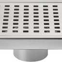 6 Inch Square Shower Floor Drain, Grille with Removable Cover, SUS304 Stainless Steel Brushed Nickel