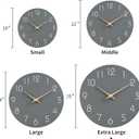 Mosewa Large Wall Clock 16 Inch Gray Modern Silent Non Ticking Battery Operated Decorative for Bedroom Bathroom Living Room Kitchen Home Office Hotel
