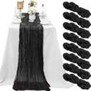 8 Pack Black Cheesecloth Table Runner 10Ft Gauze Cheese Cloth Table Runner 35x120Inch Romantic Boho Table Runners for Wedding Birthday Party Bridal Baby Shower Engagement Halloween Holiday Table Decor
