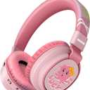 MIDOLA Kids Headphones Wireless Bluetooth Volume Limit 85dB /110dB Over Ear Foldable Headset with Mic/Wired Inline AUX Cord for Children Boy Girl School Tablet Pad Phone, Cartoon Pink