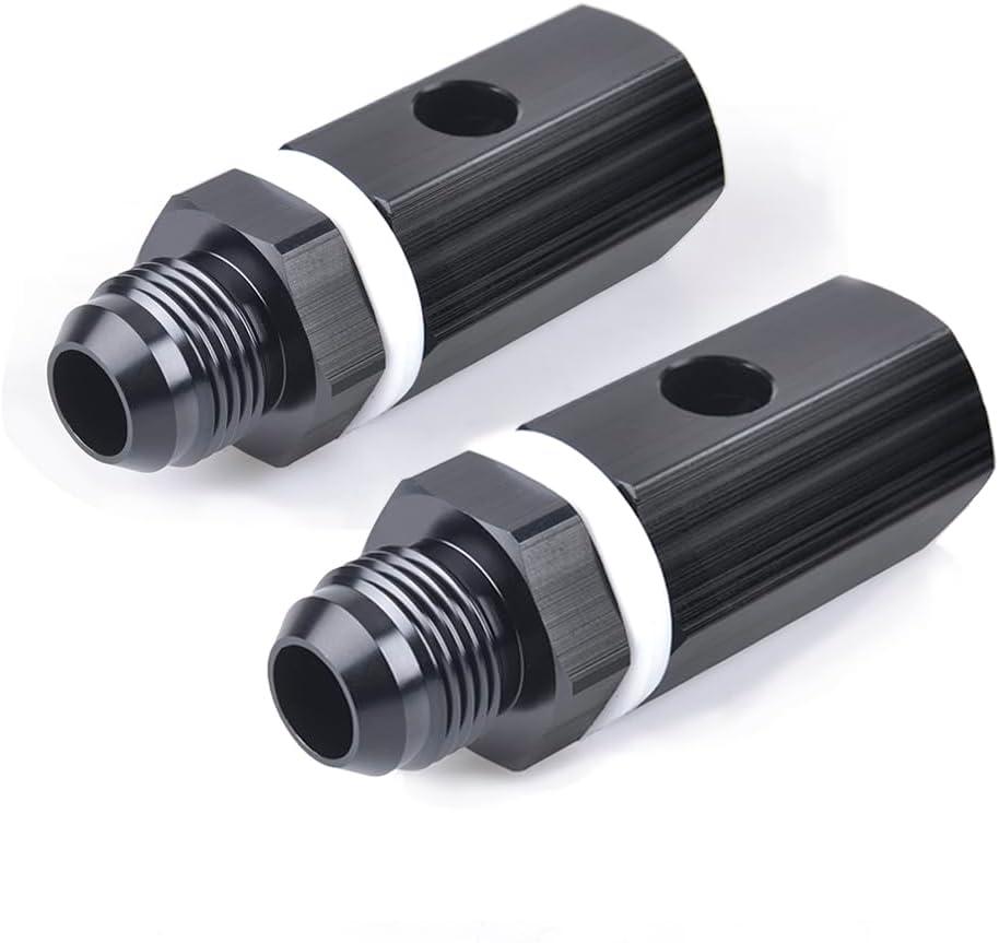 10AN Male Fuel Cell Tank Rollover Vent Valve Aluminum Fuel Cell Tank Mounted Hose Line Fitting Black Anodized 2Pcs