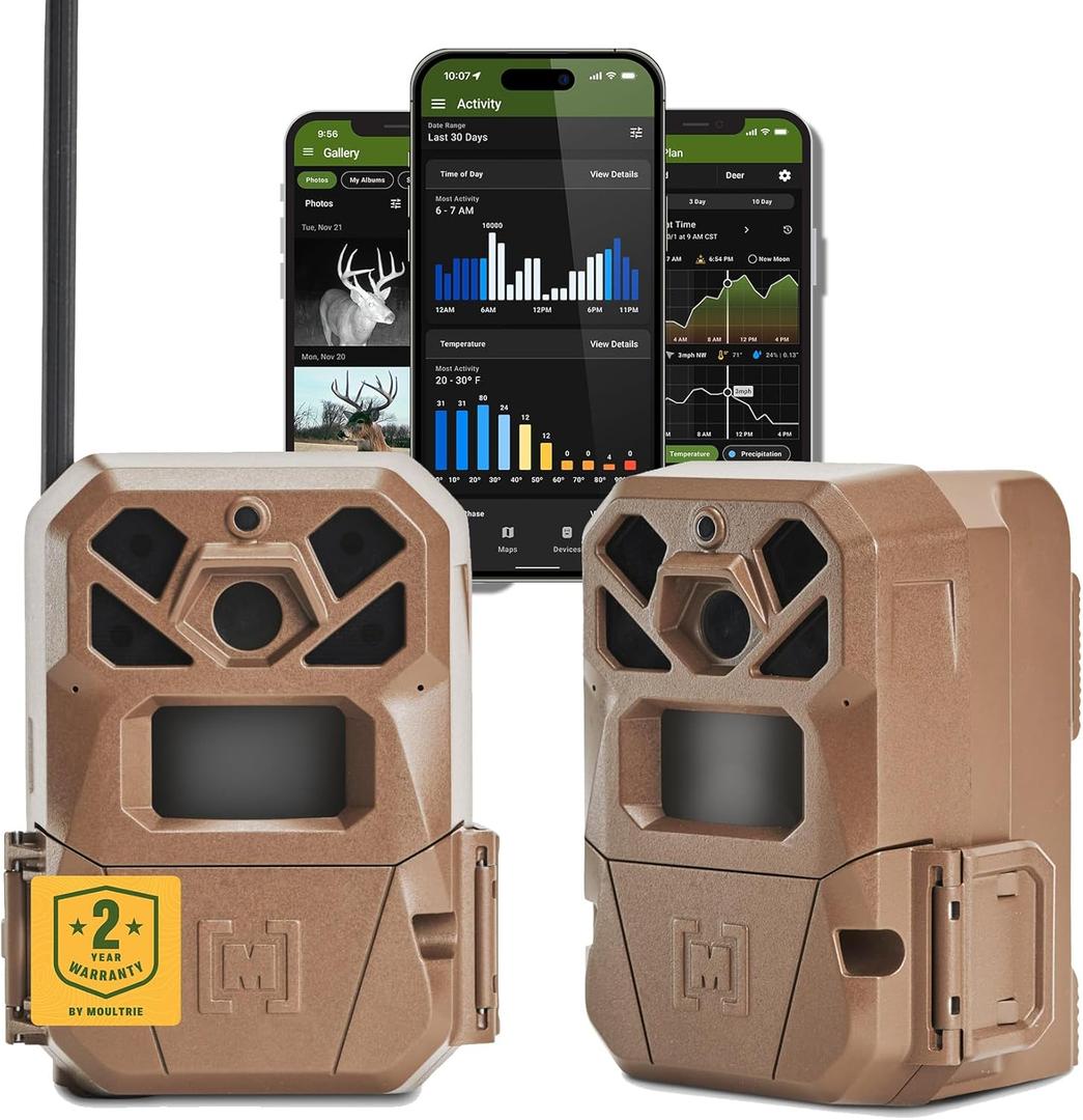 Moultrie Edge 2 Cellular Trail Camera - Auto Connect Nationwide 4G LTE - On Demand 36MP Photo - 1080P Video with HD Audio - 100 Ft Detection Range - Low Glow Flash