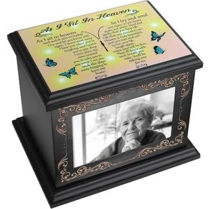 Cremation Urns for Human Ashes Adult Male or Female, Funeral Memorial Urns for Ashes with Photo Frame, Wooden Urns Box and Casket for Men Women, Burial Urn for Adults Up to 200 IBS