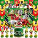 42Packs Soccer Ronaldo Birthday Party Supplies Pack Includes: Banner， Cake Topper, Backdrop, Balloons for Soccer Ronaldo Party Supplies