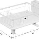 Small Dish Drying Rack, Space Saving Dish Racks for Kitchen Counter, Kitchen Organizer Dish Drainer with Cutlery Holder for Spoons and Forks, 11''W x 15''L, White