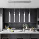 Kitchen Island Lighting Modern Light Fixture Chrome Pendant Light Dimmable LED Chrome Finish Mini Crystal Pendant Lights for Dining Room Living Room5-Light