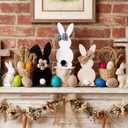 Pinkunn 3 Pcs Wooden Easter Table Decorations Signs Farmhouse Bunny Decor Signs Tabletop Centerpiece Black and White Easter Decor Farmhouse Spring Rustic Tiered Tray for Home Kitchen Office Party Gift