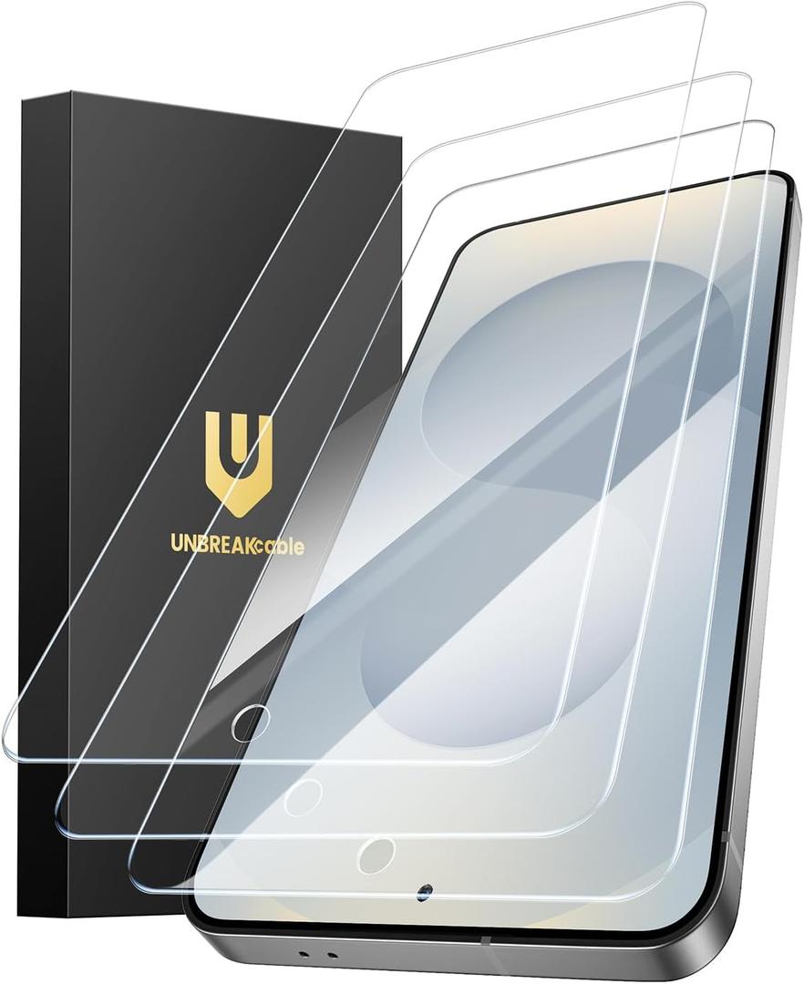 UNBREAKcable Screen Protector for Samsung Galaxy S25 + / S25 Plus, [3-Pack] [9H] [Fingerprint Friendly] [HD Clarity] [Anti-Scratch] [Bubble-Free] [Easy Installation] Tempered Glass 6.7 Inch