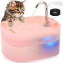 Cat Water Fountain, 84OZ/2.5L Cat Fountain, Super Silent Pet Water Fountain, Activated Carbon Filter, Translucent Pet Water Dispenser Suitable for Multiple Pets Family (Pink)
