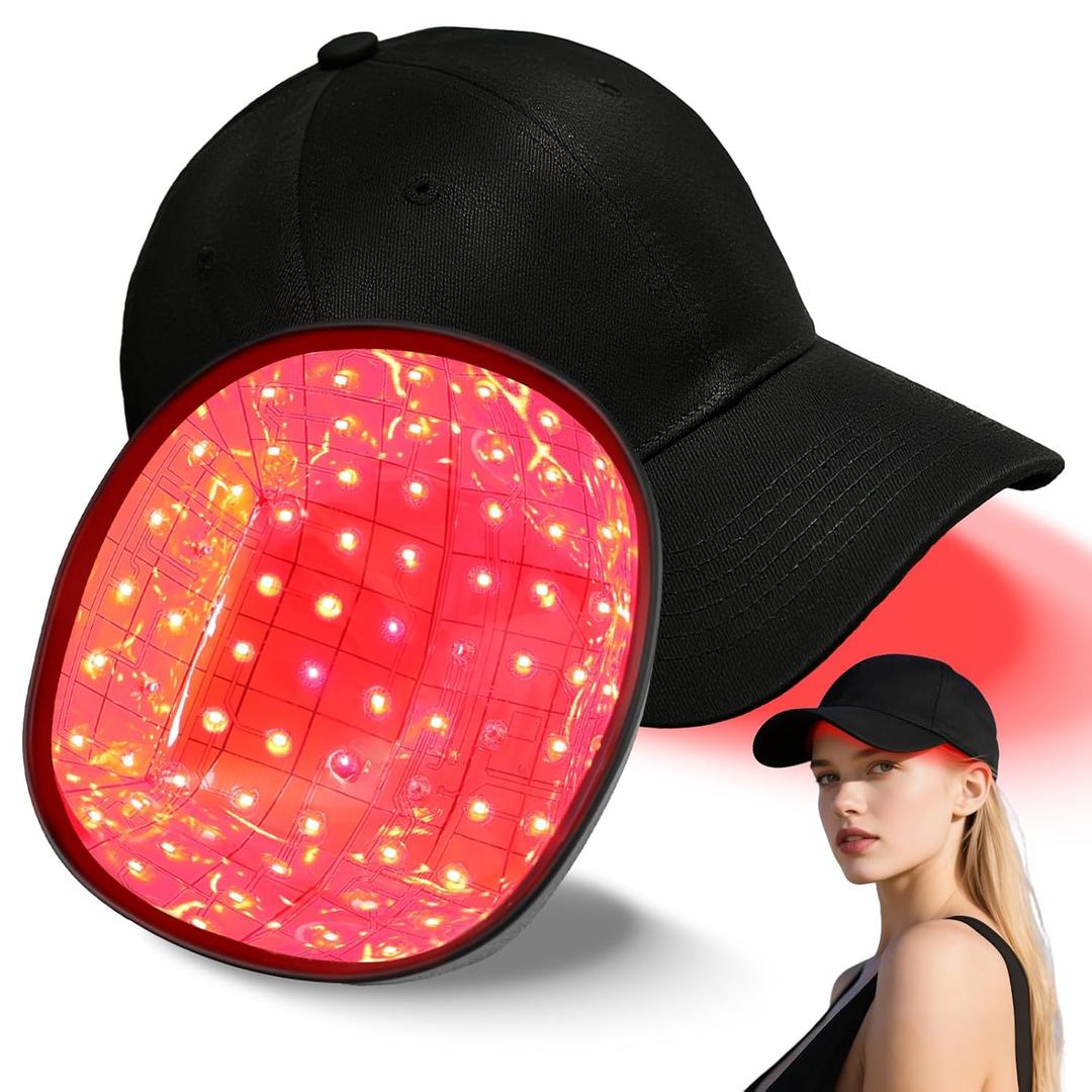 Red Light Therapy Cap for Hair Growth - Hair Regrowth Treatment Device for Men & Women, Red Light Therapy Cap for Hair. (Black)