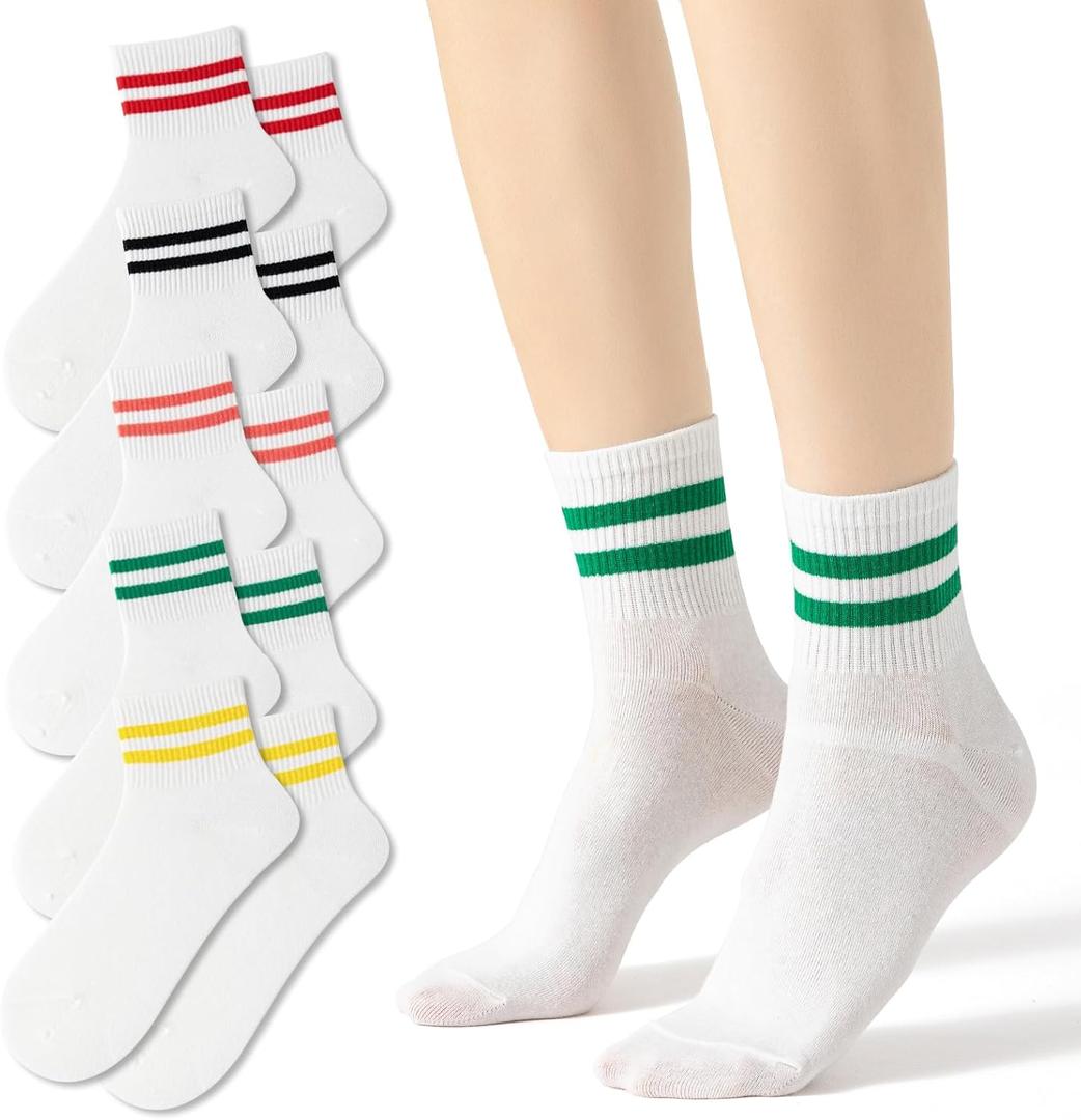 Novelty Socks For Women - Striped Retro Mini Crew Sporty Calf Casual Cotton Ankle Socks (One Size)