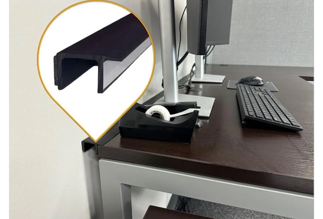 Generic Desk to Wall Gap Filler – Durable PVC Plastic Office Desk Attachment, Eliminates Desk-Wall Gaps, Easy Installation, Fits Most Desks, 48 Inches, Matte Black