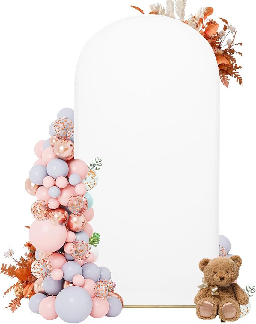 6.6FT Arch Covers,Arch Backdrop Stand Fitted Cover for Wedding Birthday Party Ceremony Banquet Decoration(White,Cover Only)