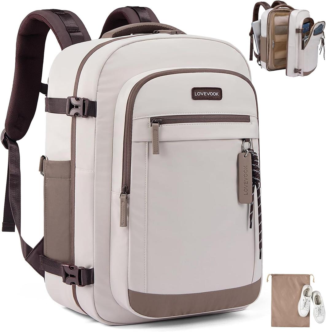 LOVEVOOK 40L Travel Backpack for Women, Airline Approved Carry On Luggage, TSA Personal Item Bag fits 15.6 Inch Laptop, Weekender Overnight Suitcase for Work