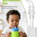 12oz Kids Stainless Steel Water Bottle, Spill Proof Insulated Stainless Steel Sippy Cup with Straw & Handles, Stainless Steel Toddler Cups with Silicone Sleeve, Great for Travel - Green