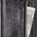 for Google Pixel 6 Case with Card Holder for Women,for Pixel 6 Phone Case Wallet with Strap Credit Card Slots Crossbody with Kickstand Zipper Case for Pixel 6 - Black Leopard