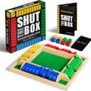 Classic Original Shut The Box Game, Math Dice Board Game for Family Night Classroom Travel, Wooden Table for Group Kid Adult Senior, Camp Party Bar, Easy Quick and Fun, 2-4 Players (color-coded)