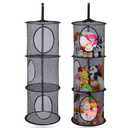 Basumee Stuffed Animals Net or Hammock 2 Pcs Stuffed Animals Storage Toy Net Hammock for Plushies Storage Organizer Mesh Kids Girls Room Decor, Black, 3 Tiers
