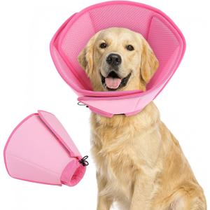 Dog Cone Collar - Soft Elizabethan Collar for Dogs After Surgery, Comfy Cone for Dogs to Stop Licking, Adjustable Dog Cone Alternative for Wound Healing (Pink L)