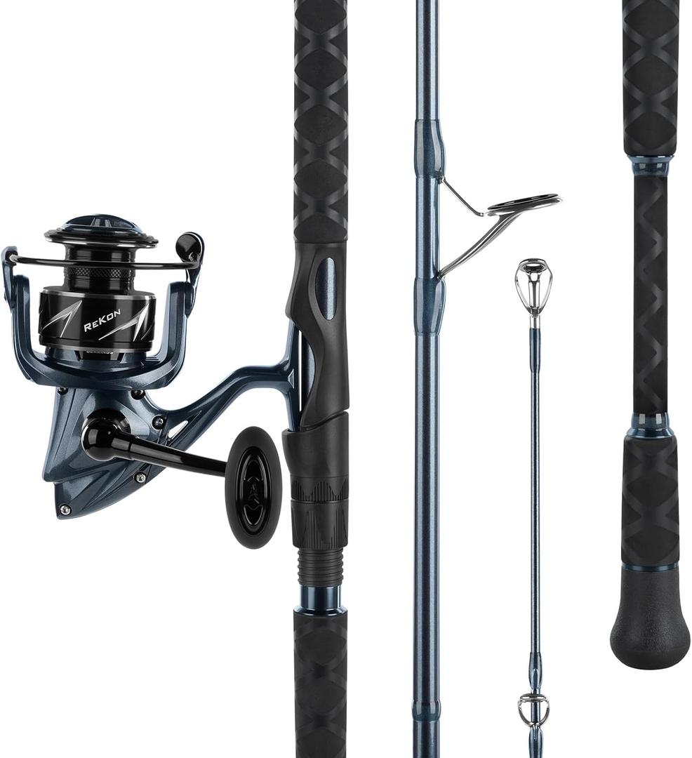 KastKing ReKon Saltwater Fishing Rod and Reel Combo, Fishing Poles & Reels Combo, Graphite Blank, Zirconia Rings, NyliTech Frame & Rotor, EVA Handle, Uplock Reel Seat