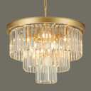 Weesalife Crystal Chandeliers for Dining Room Lights Fixtures, 9 Lights Gold Modern Chandeliers for Bedroom, 3-Tier Round Crystal Lighting Fixtures for Living Room Entryway Kitchen Island D20 Inch