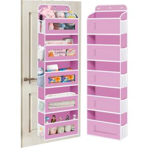 KYEVIS Over The Door Organizer, 5 Shelves Closet Door Hanging Organizer with 10 Mesh Pockets, Nursery Closet Organizer, Baby Essentials, Dorm Room Essentials for Girls