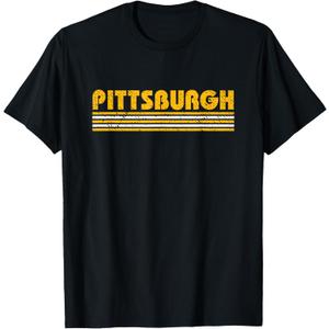 Pittsburgh Vintage 80s Retro Style T-Shirt, Xl, Womens, Black