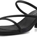 Shoe'N Tale Strappy Heels For Women Low Chunky Block Heel Heeled Sandals Square Open Toe Slip On Slides Mules size 7