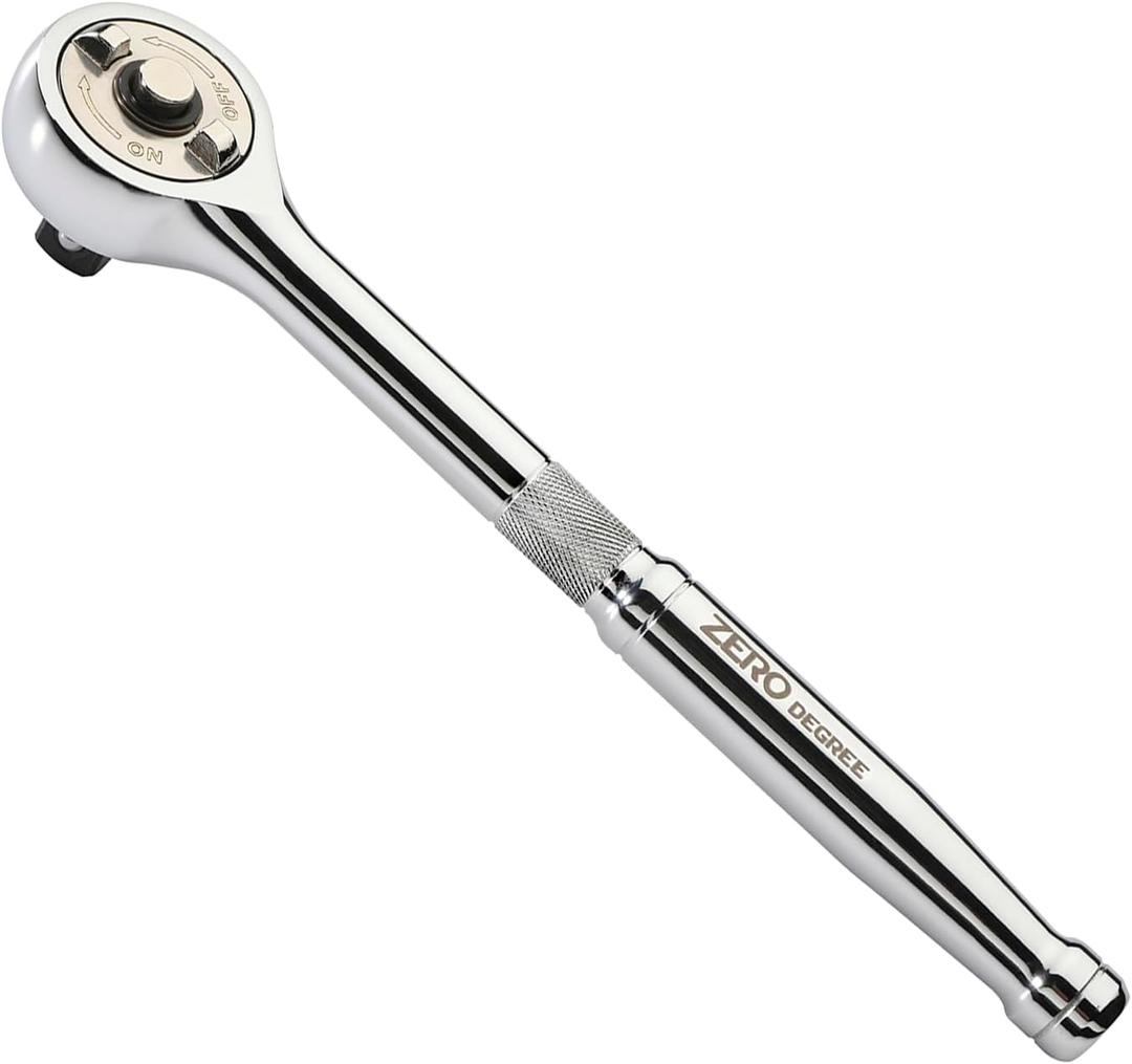 Zero Degree 38151 Ultra-Precise Gearless Ratchet – Nickel Plated High-Carbon Steel with ASME Certified Torque – Durable & Rust-Resistant – Used for Tight Spaces, 3/8" Drive