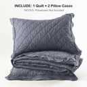 HORIMOTE HOME 100% Linen Front/100% Cotton Back Quilt Set King Size, Steel Blue Pre-Washed European Flax Linen Quilt, Diamond Stitch Bedspread Coverlet Bedding Set 3-Piece for All Seasons