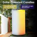 Homemory 4"x10" Solar Candles Outdoor Waterproof Dusk to Dawn, Sensor Large Outdoor Candles for Patio, Flickering Flameless Candles Battery Operated for Lanterns, Outside
