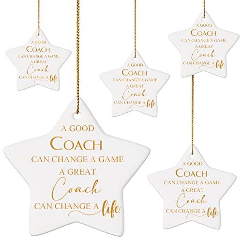 4 Pcs Coach Ornaments Thank You Coach Gifts Cheer Appreciation Gift for Women Men to Hang on Christmas Tree, Wall