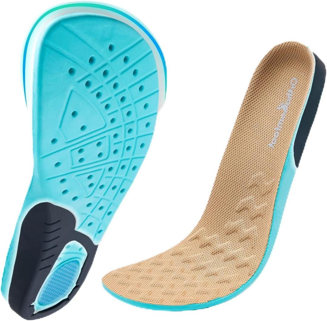 OrthoComfoot Wide Comfortable Inserts for Men- Breathable Orthotic Work Boot Insoles for Diabetes & Flat Feet, Low Arch Support and Plantar Fasciitis Orthopedic Inserts, Relief for Foot, Size 8 Men (Black)