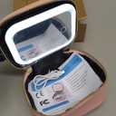 Mini Makeup Bag with Led Mirror, Small Travel Make up Bag 3 Light Modes Adjustable Brightness, for Women Organizer Cosmetic Bag, Portable Travel Train Toiletry Bag, for Pool Parties Work Touch-Ups (Pink)